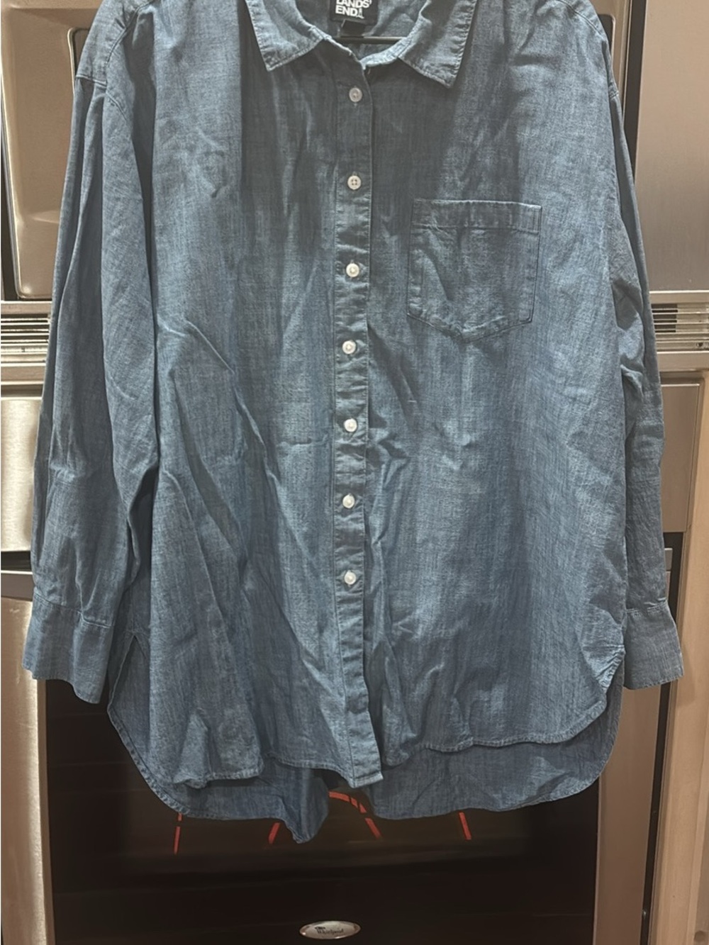 Lands' End Women’s Indigo Chambray Button-Down Shirt